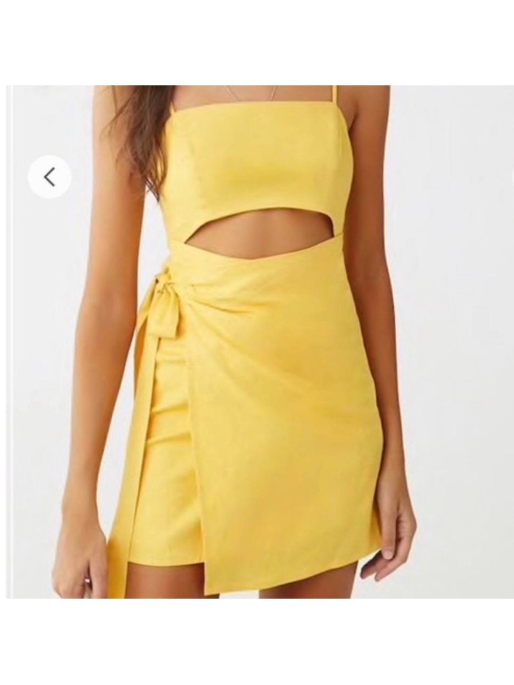 Forever 21 Yellow Cutout Tie-Waist Mini Dress
